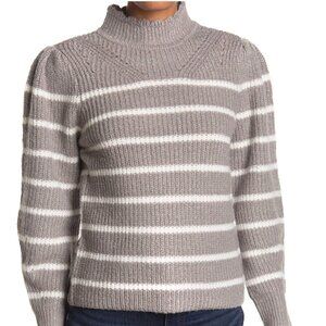 𝅺FEMME By Design BNWOT Scalloped Mock Neck Striped Sweater Small